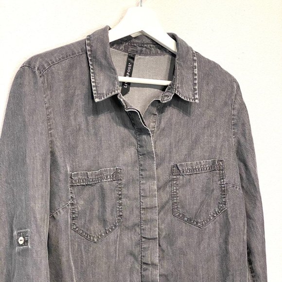 Liverpool Grey Long Sleeve Button Down Shirt Top Medium - Picture 10 of 11
